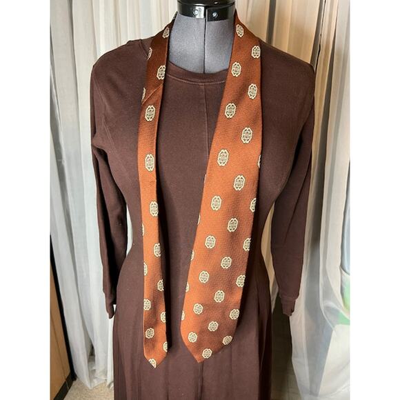 tie 1970s bronze brown geometric - Picture 6 of 9